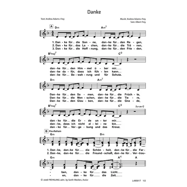 Produktbild des Artikels Danke! (Noten - Download)