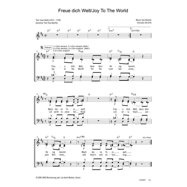 Produktbild des Artikels Freue dich Welt (Noten - Download)