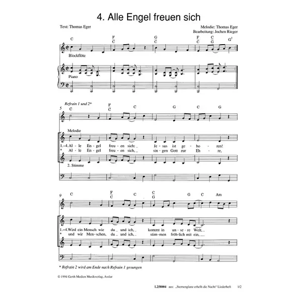 Produktbild des Artikels Alle Engel freuen sich (Noten - Download)