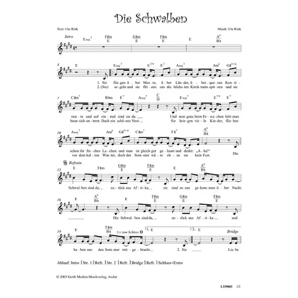 Produktbild des Artikels Die Schwalben (Noten - Download)