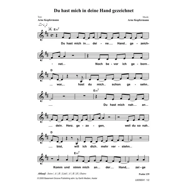 Produktbild des Artikels Du hast mich in deine Hand gezeichnet (Noten - Download)