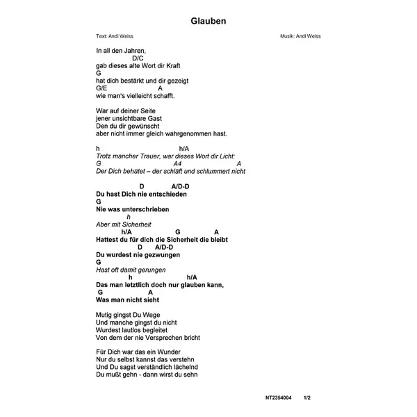 Produktbild des Artikels Glauben (Noten - Download)
