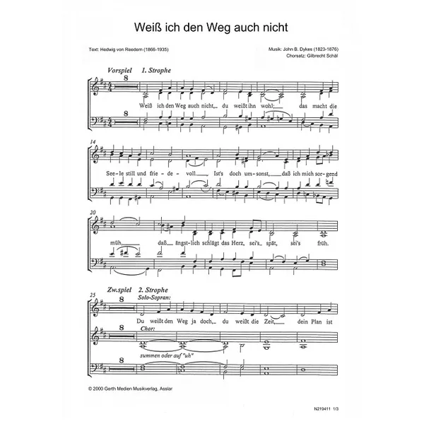 Produktbild des Artikels Weiß ich den Weg auch nicht (Noten - Download)