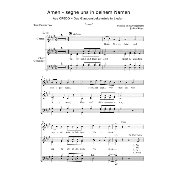 Produktbild des Artikels Amen - segne uns in deinem Namen (Noten - Download)