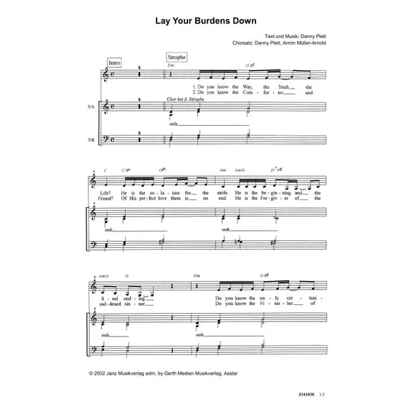 Produktbild des Artikels Lay Your Burdens Down (Noten - Download)