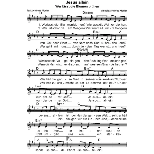 Produktbild des Artikels Jesus allein (Noten - Download)