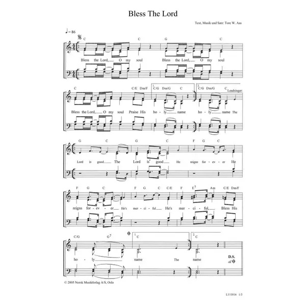 Produktbild des Artikels Bless The Lord (Noten - Download)