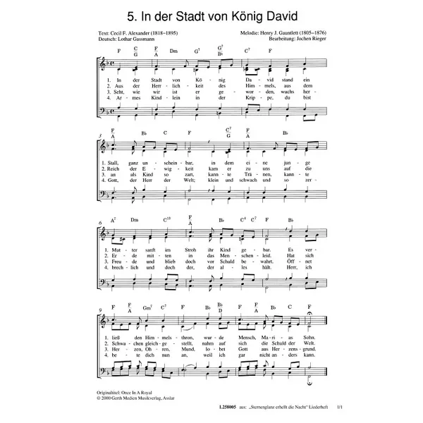 Produktbild des Artikels In der Stadt von König David (Noten - Download)