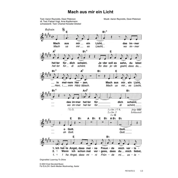 Produktbild des Artikels Mach aus mir ein Licht (Noten - Download)