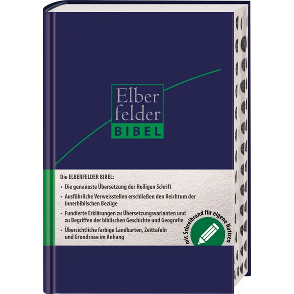 Produktbild des Artikels Elberfelder Bibel - mit Schreibrand und Griffregister, ital. Kunstleder dunkelbl (Bibel - Kunstleder)