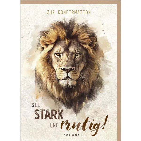 Produktbild des Artikels Faltkarte "Sei stark und mutig" - Löwe (Schreibwaren)