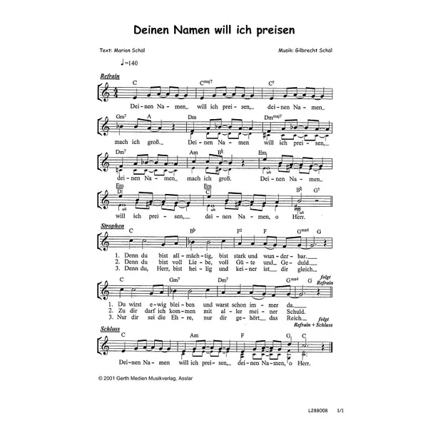 Produktbild des Artikels Deinen Namen will ich preisen (Noten - Download)