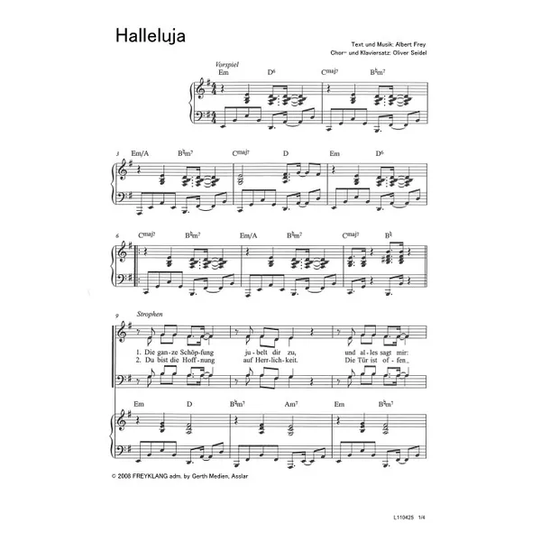 Produktbild des Artikels Halleluja (Die ganze Schöpfung jubelt dir zu) (Noten - Download)