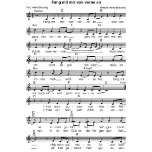 Produktbild des Artikels Fang mit mir von vorne an (Noten - Download)