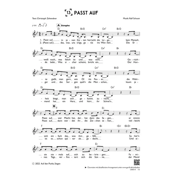 Produktbild des Artikels Passt auf (einstimmig) (Noten - Download)