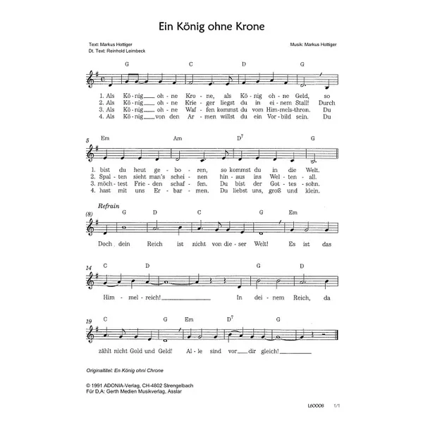 Produktbild des Artikels Ein König ohne Krone (Noten - Download)
