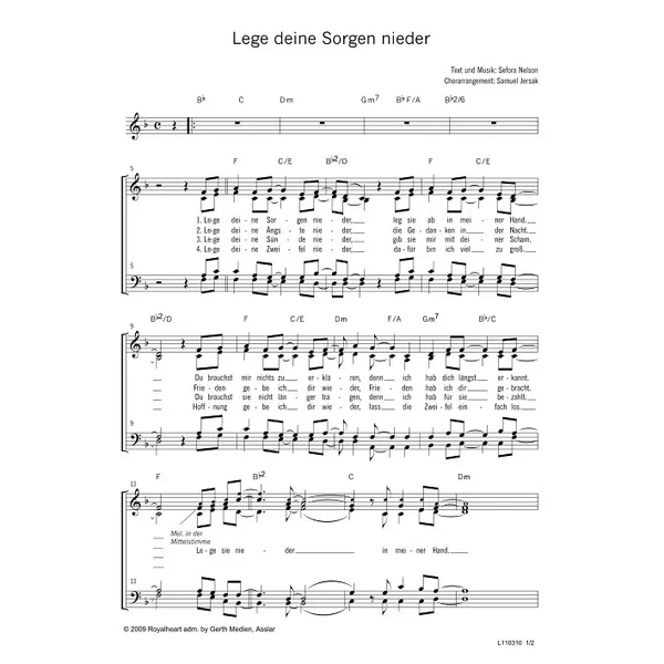 Produktbild des Artikels Lege deine Sorgen nieder (Noten - Download)