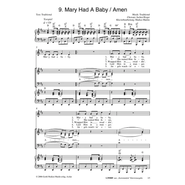 Produktbild des Artikels Mary Had A Baby / Amen (Noten - Download)