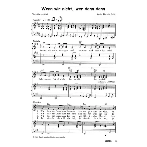 Produktbild des Artikels Wenn wir nicht, wer denn dann (Noten - Download)