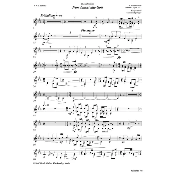 Produktbild des Artikels Nun danket alle Gott - Choralfantasie (1+2 Stimme) (Noten - Download)