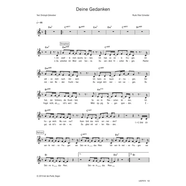 Produktbild des Artikels Deine Gedanken (Noten - Download)