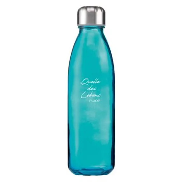 Produktbild des Artikels Trinkflasche aus Glas "Quelle" - blau ()