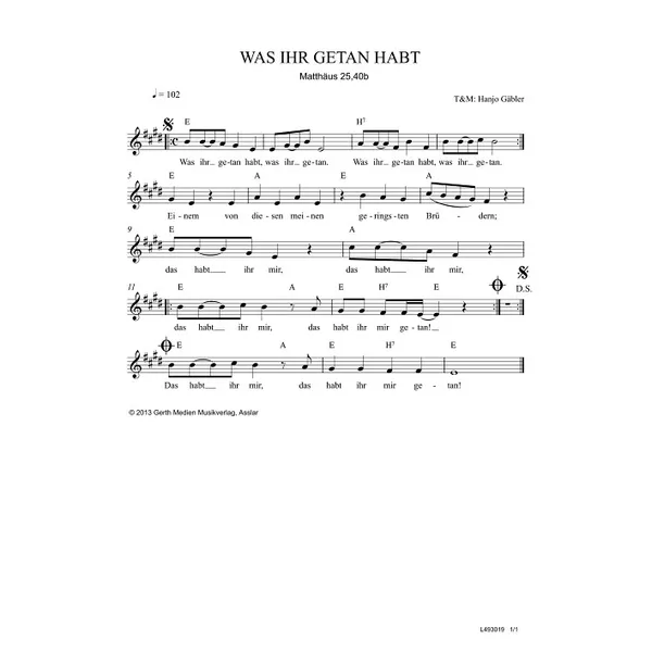 Produktbild des Artikels Was ihr getan habt (Noten - Download)