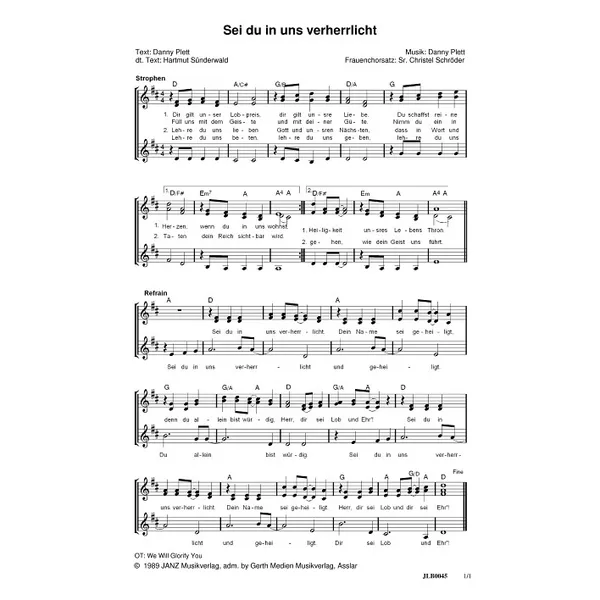 Produktbild des Artikels Sei du in uns verherrlicht (Noten - Download)