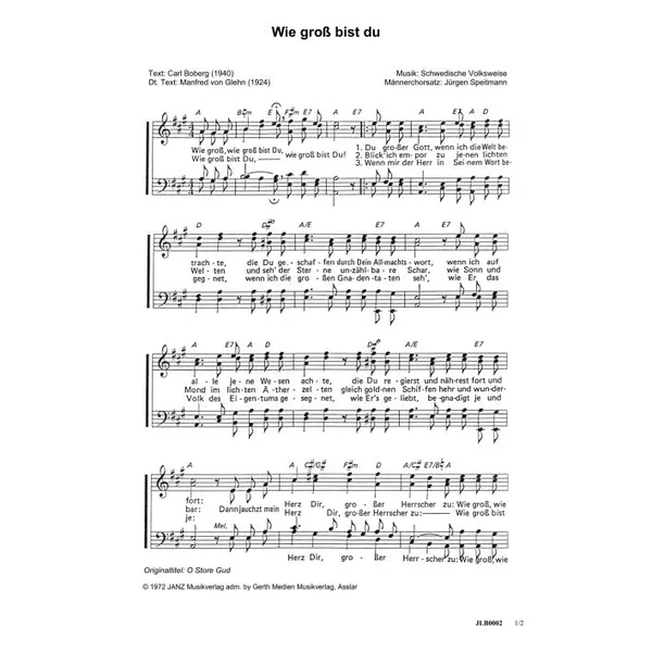 Produktbild des Artikels Wie groß bist du (Noten - Download)