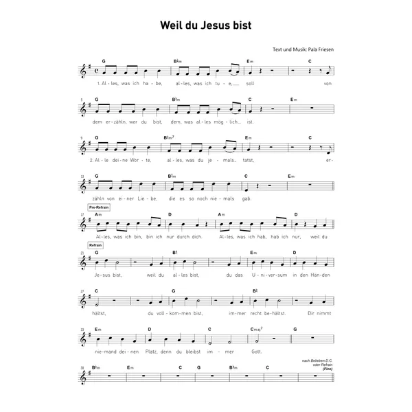Produktbild des Artikels Weil du Jesus bist (Noten - Download)
