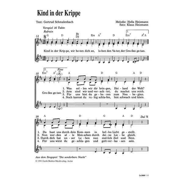 Produktbild des Artikels Kind in der Krippe (Noten - Download)