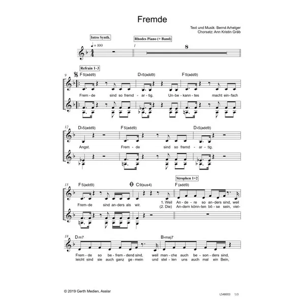 Produktbild des Artikels Fremde (Noten - Download)