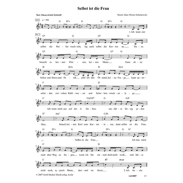 Produktbild des Artikels Selbst ist die Frau (Noten - Download)