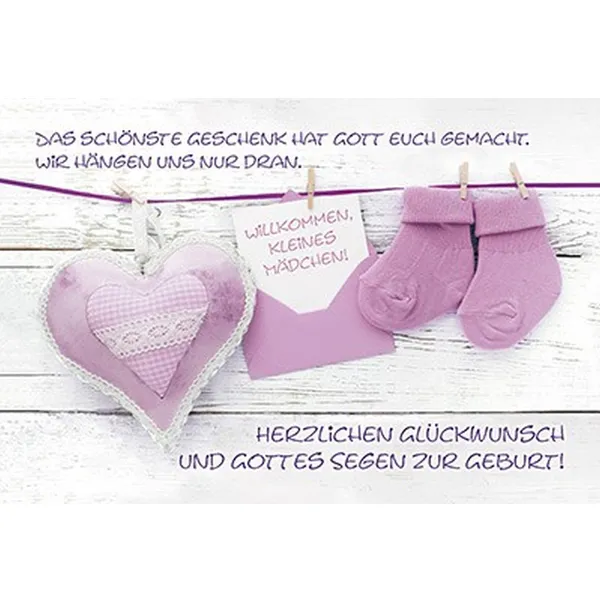 Produktbild des Artikels Faltkarte: Willkommen kleines Mädchen - rosa (Schreibwaren)