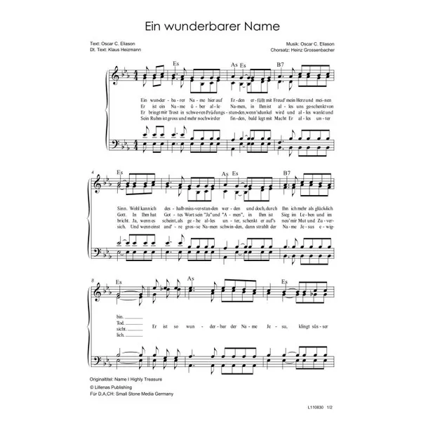 Produktbild des Artikels Ein wunderbarer Name (Noten - Download)