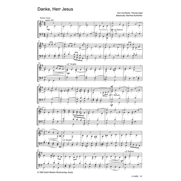 Produktbild des Artikels Danke, Herr Jesus (Noten - Download)