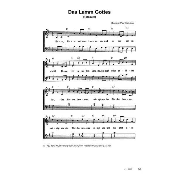 Produktbild des Artikels Das Lamm Gottes (Noten - Download)