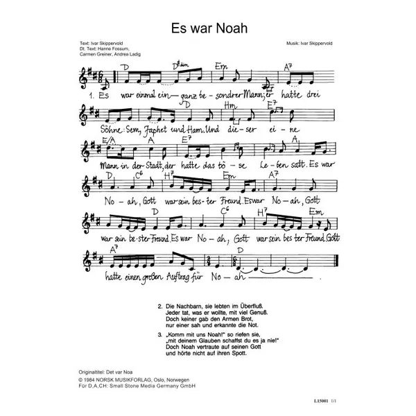 Produktbild des Artikels Es war Noah (Noten - Download)