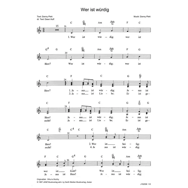 Produktbild des Artikels Wer ist würdig (Noten - Download)