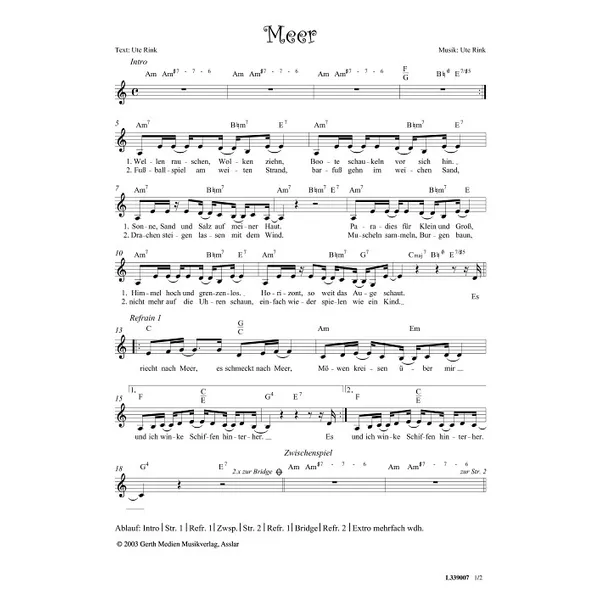 Produktbild des Artikels Meer (Noten - Download)