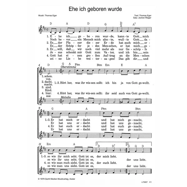 Produktbild des Artikels Ehe ich geboren wurde (Noten - Download)