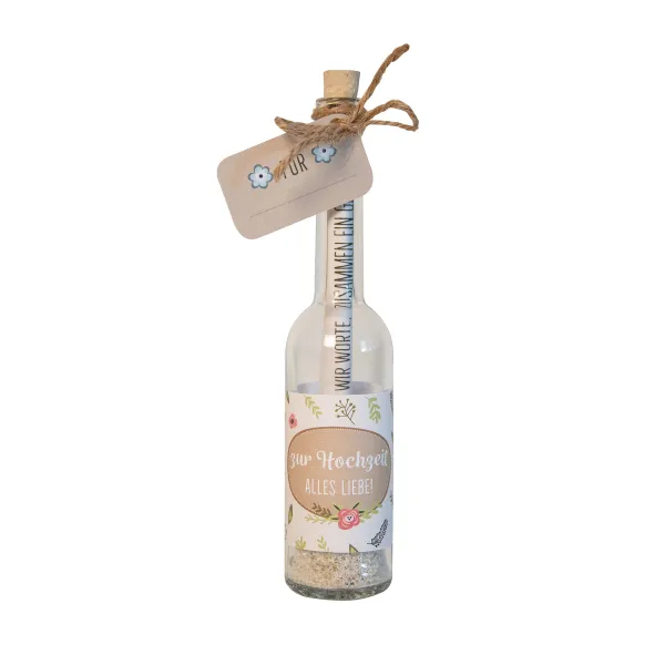 Produktbild des Artikels Flaschengrüße - "Zur Hochzeit alles Liebe!" ()