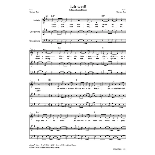 Produktbild des Artikels Ich weiß (Noten - Download)