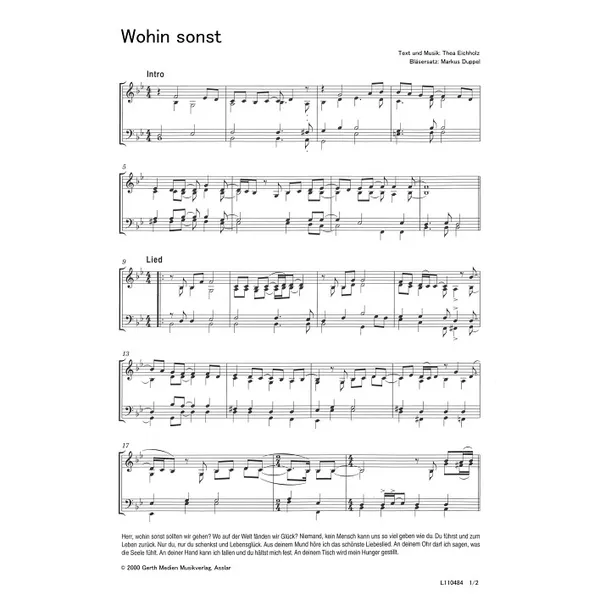 Produktbild des Artikels Wohin sonst (Noten - Download)