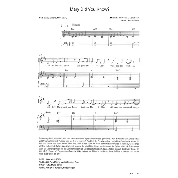 Produktbild des Artikels Mary Did You Know (Noten - Download)