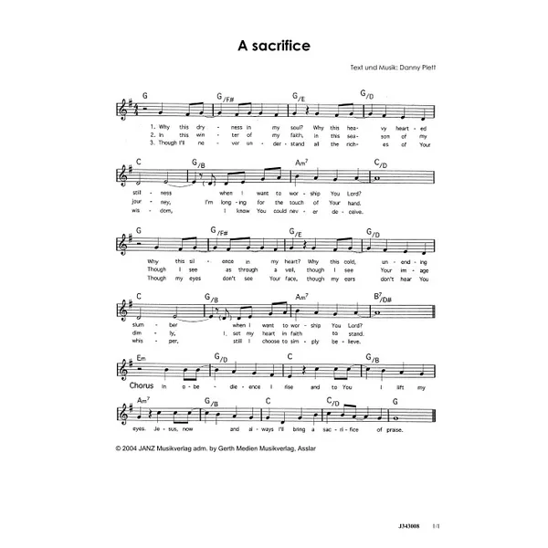 Produktbild des Artikels A Sacrifice (Noten - Download)