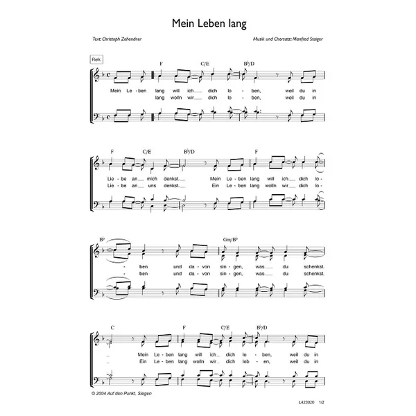 Produktbild des Artikels Mein Leben lang (Noten - Download)