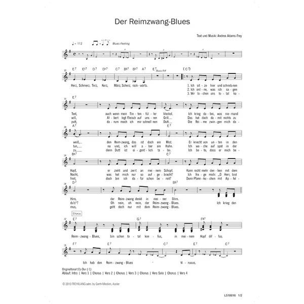 Produktbild des Artikels Der Reimzwang-Blues (Noten - Download)