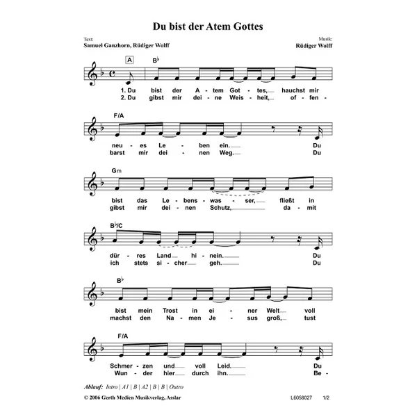 Produktbild des Artikels Du bist der Atem Gottes (Noten - Download)