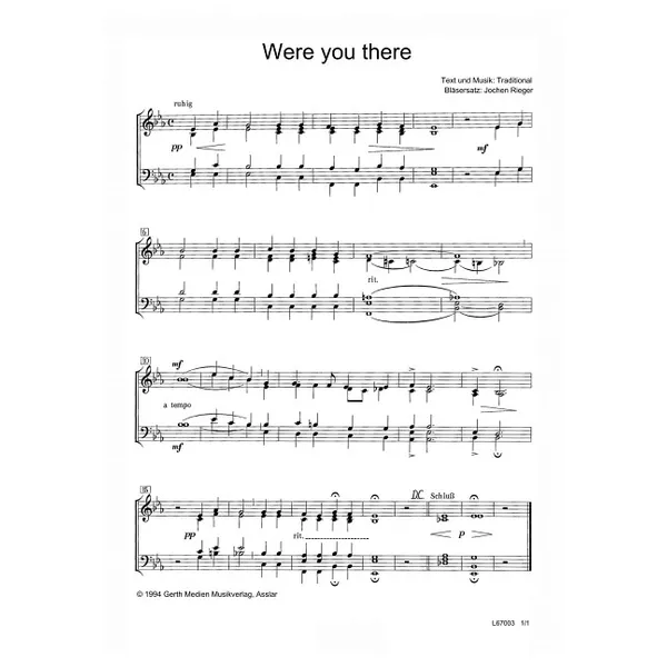 Produktbild des Artikels Were You There (Noten - Download)